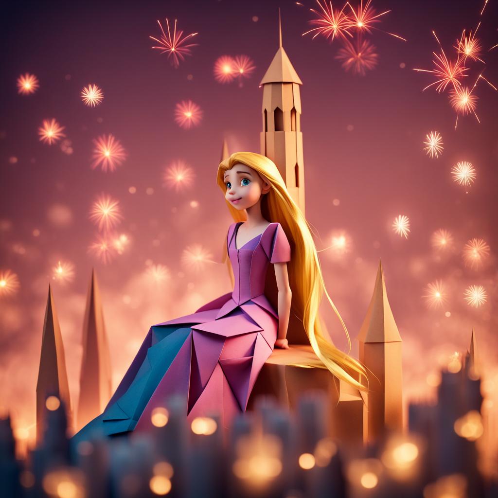 Rapunzel betrachtet das Feuerwerk